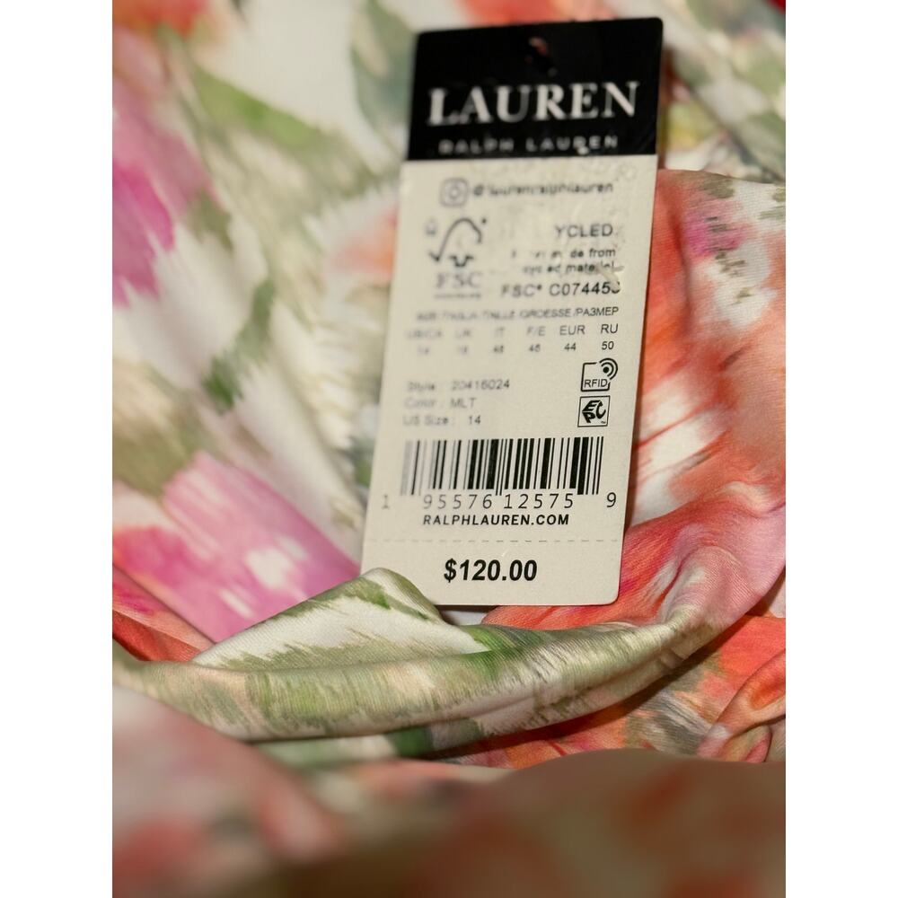 Lauren Ralph Lauren Water color Floral Tankini Top Swim 14 NWT - Picture 2 of 2